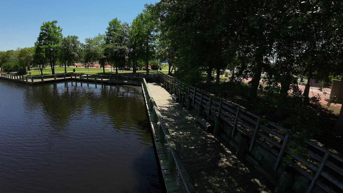 The downtown Moss Point riverfront boardwalk on the Escatawpa
